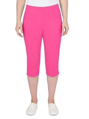 Ruby Rd. Bright Fuschia Knit Capri Clamdigger Pull-On Pants NWT Size 10P